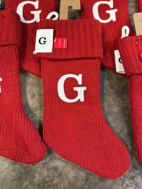 Set of 8 Red Knit Monogram “G” Christmas Stockings – Wondershop Target